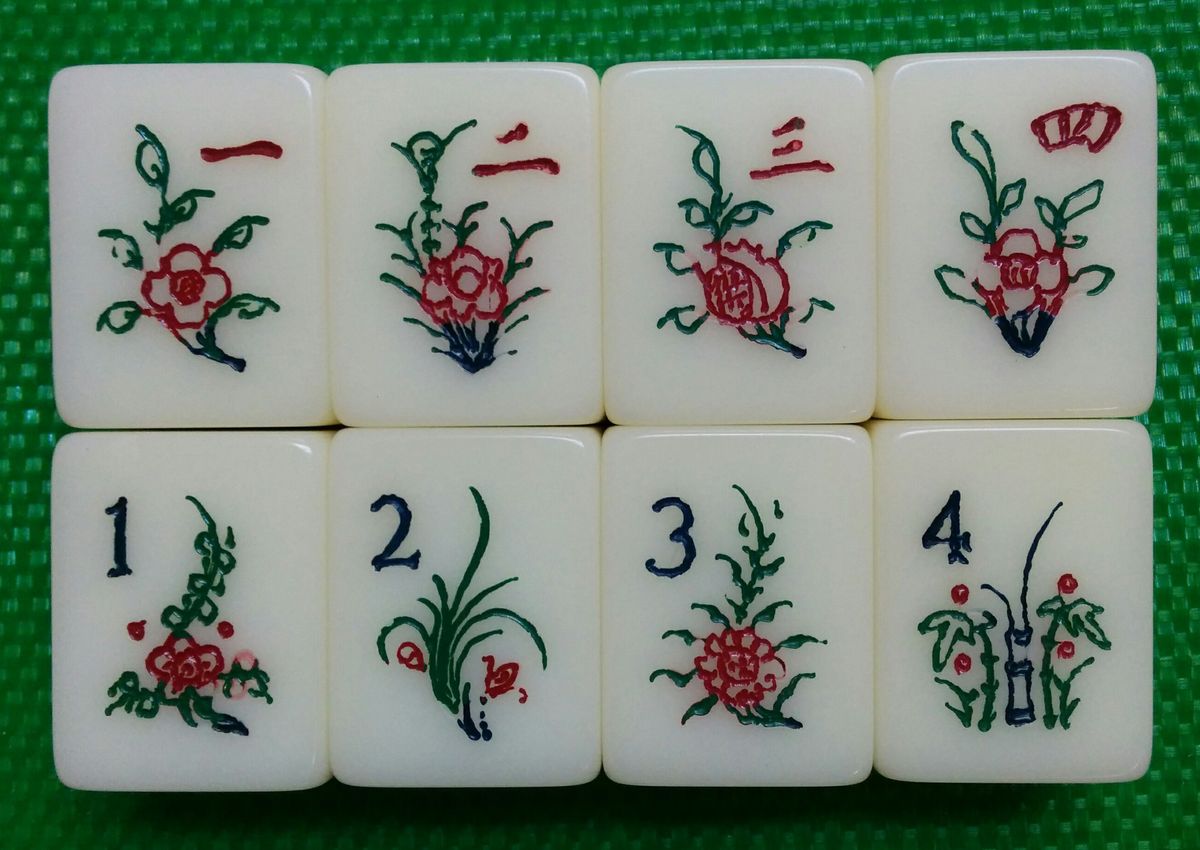 马来西亚三人麻将用的八张麻将花牌（花牌和季牌）